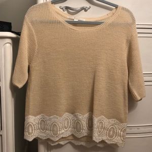 Light-weight sweater with lace bottom